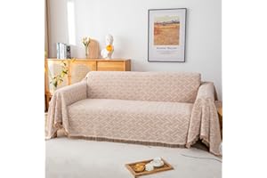 LHGOGO Narzuta na sofę, duża, 3-osobowa, uniwersalna, dwustronna, na sofy, duże narzuty, na kanapę, łóżko i krzesło, z dekoracyjnymi frędzlami, 180 x 300 cm, khaki