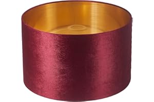 Abat-jours Tambour en Velours Rouge Contemporain de 35 cm (14") avec Doublure Dorée pour Lampes de Table, de Sol et Suspension, pour Salon et Chambre, E27 E14 60 watts Maxi par Stella & Mag Creative