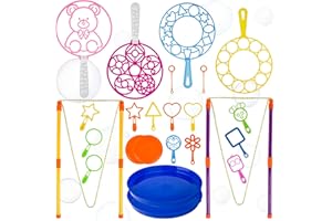 JOYEUVIE 24 Pezzi Giganti Sapone Bolle Kit Bacchetta A Bolle Bambini Bolle Creativo Impostato per Giochi al Coperto e all’Aperto per Fare Bolle Festa Compleanno Matrimonio
