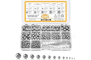 YIYICO Kulki stalowe kulki stalowe stal szlachetna kulki metalowe 560 szt. kulki ze stali nierdzewnej do roweru części zamienne precyzja 2/2,5/3/3,5/4/4,5/5/5,5/6/7/8/9/10 mm