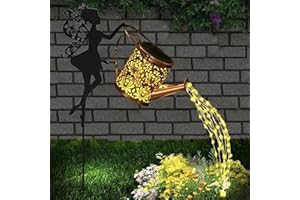 Neioaas Watering Can Lights, Solar LED Lantern Outdoor Fairy Light Hanging Waterproof,Decorative Retro Metal Solar Shower Lights for Garden Table Patio Yard Pathway Walkway(with Bracket) (Fairy)