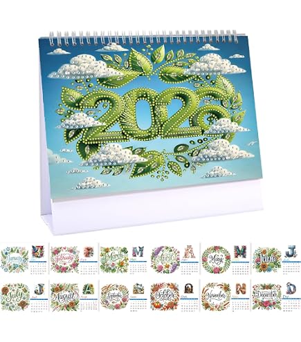 Kit Calendrier De Bureau 2026 Diamant Art à Faire Soi-Même - Planificateur Mensuel Décoratif - 5