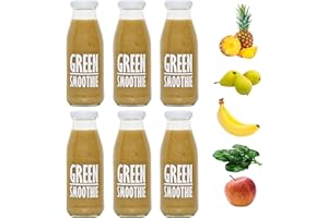 PRESSUICE Green Smoothie 240 ml - 6 bottles pack - Fruit Smoothies Squash Pear Apple Pineapple Kiwi fruit Banana Spinach - No added Sugar - Drink for Kids and Adults - From Fresh Press NFC Juice