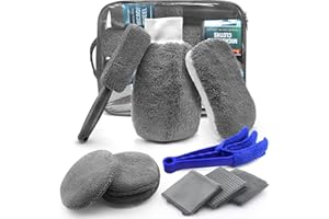 HOVIBU Kit Limpieza Coche, 10 Piezas Limpieza Coche para Interior y Exterior, Kit de Lavado de Autos con Mitón de Microfibra, Toalla de Lavado de Autos, Cepillo para Llantas