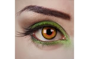 aricona Lentilles de contact orange-jaune - Sunflare - 2 pièces – colorées - pour Halloween, cosplay, carnaval, fêtes à thème et soirées déguisées – sans correction