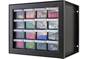 IRIS OHYAMA IRIS USA Organiseur de Rangement en Plastique avec 16 tiroirs, pour matériel, vis, Loisirs créatifs, Petites pièces, écrous, boulons, Outils, Scrapbooking, Noir