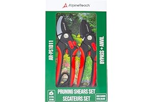 AlpineReach Secateurs Set Bypass and Anvil for Gardening, Sharp Ergonomic Pruners, Adjustable Soft Handle for Small & Large Hands, Heavy Duty High Carbon Steel Blade Pruning Shears, Gift Box