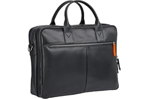 DAVIDOFF ESSENTIALS Briefcase - Maletín de negocios - maletín para ordenador portátil de 13/14 pulgadas para hombre - maletín portadocumentos de piel - maletín ejecutivo con bandolera - negro