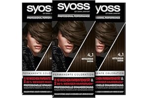 ‎SYOSS Syoss Color Coloration 4_1 Mittelbraun Stufe 3 (3 x 115 ml), permanente Haarfarbe für bis zu 10 Wochen Farbintensität und 70% weniger Haarbruch*