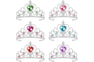 AUSWALAR 6 PCS Princess Colorful Crystal Tiara Crown, Glitter Crystal Tiara Dress Up Party Accessories,Hair Accessories for Women Birthday Party Favor