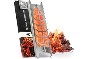 NEWHABITAT Flammlachsbrett Edelstahl 59,5cm | Extra langer Flammlachshalter passend für Feuerschalen und Grills mit Wandstärke bis 6mm, 180° drehbar | Spülmaschinenfest | Inklusive Anleitung & Rezepten (1er Set)