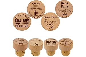 ERNESTINE - Lot 4 bouchons beau papa fête des pères - cadeau beau-père - idée cadeau fête des pères - cadeaux bouteille bouchon à vin - bouchon personnalisé - cadeaux homme anniversaire accessoire vin