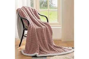 Homebliss Coperta Plaid Pile Sherpa 220 x 240 cm, Coperta Calda e Confortevole Flanella- Certificata Oeko-TEX®, Copri Divano,Copriletto,Plaid Matrimoniale Divano Fluffy di Alta qualità-Rosa