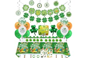 MPROCEN 38PCS St Patrick’s Day Decorations,2PCS St. Patrick’s Day Tablecloths and Banner Decor,Four-leaf Lover Bunnting 12PCS Balloons for Irish Party Supplies 10 PCS Cake Insertion Flags Toppers 2 Stickers