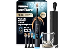Sonicare Next Generation DiamondClean 9900 Prestige Elektrisk tandborste med SenseIQ, Smart Coverage Feedback, Smart Pressure Feedback, 24 inställningar, Quartz Black, HX9815/92