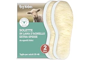 Hey Nature 2 paia di solette in lana d’agnello, solette riscaldanti extra spesse in lana per l’inverno. Suolette riscaldate naturali più efficaci delle solette termiche. Solette scarpe ritagliabili
