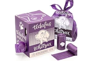 TEDAFUS Torby na odchody dla psów, ekologiczne, biodegradowalne torby na odchody, grube rolki uzupełniające z uchwytami do krawata, mocne torby, 100% szczelne, bezzapachowe woreczki (fioletowe, 1