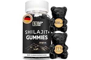 ‎5 ELEMENTUM Original Shilajit Gummies – 100% Natürlich, Vegan & Zuckerfrei – Mit 71% Fulvinsäure – Energie & Verträglichkeit – 60 Gummibärchen