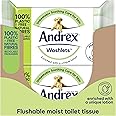 Andrex Ultra Care Washlets, 12 Packs - Flushable Toilet Wipes - Skin Kind Soothing Wipes - Contains Aloe Vera and Prebiotic Lotion- Biodegradable and Plastic-Free