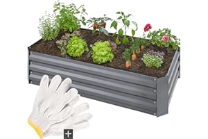 TecTake® Carré Potager de Jardin surélevé Lit de Jardin, Bac à semis Jardiniere en Acier galvanisé résistant à la Rouille Aménagement Jardiniere Exterieur Grande Taille 120x60x30cm