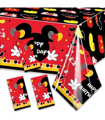 Irenare Mouse Theme Tablecloth - 3 Pack Polka Dot Plastic Rectangle Table Covers, 54x108 Inch (Rose)