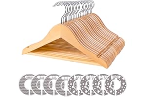‎BEUTRAIN 30 Stück Kinderkleiderbügel Holz,bügel für Kinder mit Größenring,Kinder-Kleiderbügel, Das Holzfarbe,rutschfest Babykleiderbügel für Baby und Kinder Puppen
