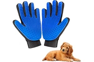 TONNYS 1 Paio Guanto Spazzola per Animali Pulizia - Guanto per Animali Domestici, Guanto da Massaggio per Pelo Lungo, Pelo Corto, Gatto, Cane, Cavallo, Bellezza per la Depilazione Rimozione (Blu)