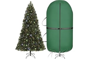 ‎VERONLY Aufrechte Christbaum-Aufbewahrungstasche mit verstellbaren Tragegurten, Christbaum-Abdeckhülle mit Reißverschluss und Zugband für 2,30 m 7,5 Fuß künstlichen Baum stehend mit Schmuck staubdicht(Grün