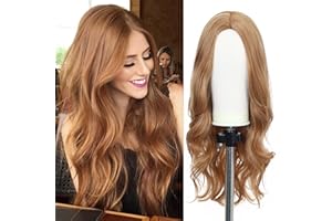 Esmee Peluca Larga Ondulada Rubio Fresa para Mujer Pelucas de Cabello Sintético Natural Resistente al Calor para Fiesta Diaria Cosplay-24 Pulgadas