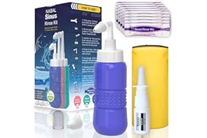 TONELIFE Sinus Rinse Kit with 40 Salt Packs,Empty Sprayer-Bag - Neti Pots - Nasal Irrigation Nose Cleaner- BPA Free - Squeeze Nasal Rinse Bottle for Sinus and Allergy Relief - Nose Wash,Blue