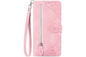 NEXCURIO Étui à Rabat Coque Folio pour Apple iPhone XR Housse de Protection Flip Cover Case en Cuir PU Portefeuille avec Cordon et Porte Cartes Femme Fleur - Rose