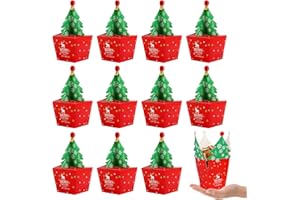 Kesote 24 Scatole Regalo Natale a Forma di Albero di Natale con Campanellino per Regali Piccoli Natalizi Scatola Calendario Avvento