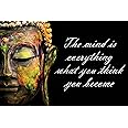 SIGNOOGLE This Mind Is Everything What You Think You Become Buddha Words Motivational Poster Stickers Quotes Large For Wall Bedroom Room Or Any Other Suitable Place 12 x 16 Inch Pack Of 1