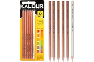 KALOUR Set di matite incolori, non pigmentate, a base di cera, perfette per sfumare i bordi ammorbidenti, ideali per matite colorate, forniture artistiche per artisti principianti (6 matite in totale)