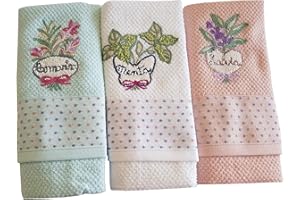 Vingi ALAMBRA Set Strofinacci Cucina Home CANOVACCI Cotone Moderni Ricamati (Fantasia 3)