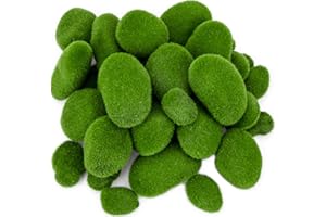 Nicunom 50 Pcs 5 Size Artificial Moss Rocks Decorative Faux Green Moss Covered Stones Fake Moss Balls for Garden Decor DIY Floral Arrangements Plant Poted Decoration