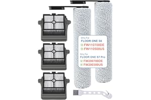 ATTEMART (Version 1) S6 / S7 Pro Accessoires Compatible avec Tineco Floor One S6 / Floor One S7 Pro aspirateur humide et sec, 2 rouleaux de brosse & 3 filtres HEPA, Rouleau de brosse de rechange et Filtre
