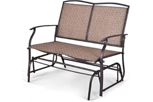 ‎COSTWAY COSTWAY 2-Sitzer Gartenbank mit sanfter Gleitbewegung, Schaukelbank bis 180 kg belastbar, Terrassenbank, Outdoor Sitzbank für Garten, Terrasse, Balkon, 105 x 71,5 x 93 cm (Braun)