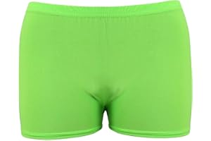 Style Lockers® Girls Kids Neon Microfiber Hot Pants Super Soft Shorts Dance Gym Party Stretch Stylish Yoga Knickers Short Pant 5-12 Years