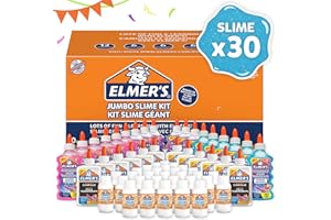Elmer's pack fête pour slime avec colle pailletée (18 flacons), colle transparente (12 flacons) + activateur pour slime (30 flacons), lot de 60 produits – Pour fabriquer 30 portions de slime