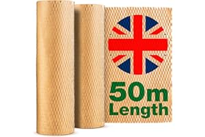 BERGVICH Brown Honeycomb Packing Paper Roll 50m x 30cm | Moving House Essentials | Eco-Friendly Bubble Wrap Alternative | Packing Paper for Moving, Shipping & Packaging Materials