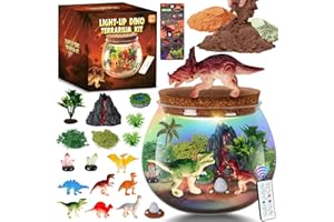 GOODY KING Dinosaurier Terrarium Set mit 16 Farben LED Bastelset Kinder 6 7 8 9 Jahre- Geschenk für Jungen 4-12 Jahre | Dinosaurier Spielzeug ab 4-12 Jahren