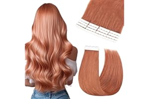 Vlasy Tape in Hair Extensions Human Hair 12 Inch Light Copper Invisible Straight Seamless Skin Weft Mini Tape Extensions Real Human Hair 350# 16 Pcs