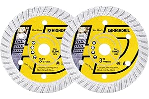 HIGHDRIL Disco Diamantato - 2 pezzi 75mm x 10mm Dischi da Taglio per Cemento Porcellana Ceramica Mattoni Granito (Lama Turbo)