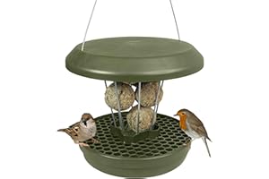 SWISSINNO Mangiatoia per Uccellini da Esterno - "Lucerne" SMART BIRDS - Casetta da Appendere Resistente per Palline di Grasso - Anti-topi e ratti - Verde