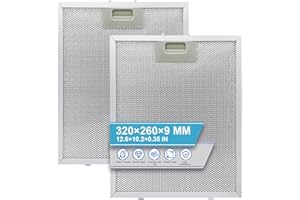 TAOBWN 2Pcs Cooker Hood Filter Metal Hood Grease Filter 320x260x9mm 5-Layer Aluminum Universal Extractor Fan Filter Mesh Hood Vent Filter for Cooker Hoods