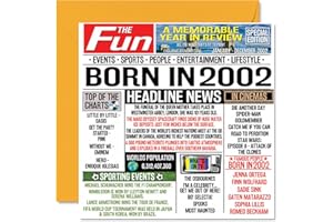 STUFF4 21st Birthday Cards for Men Women - Born In 2002 Newspaper - Happy 21 Birthday Card for Son Daugher Cousin Vintage Retro Back In 2002, 145mm x 145mm Twenty-One Twenty-First Bday Greeting Cards