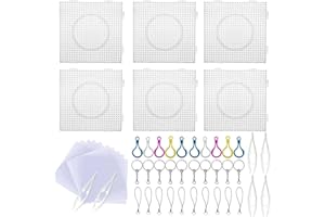 Allazone 52 Pz 5mm Grande Cuadrado Pegboards Plantillas con Cuentas Blancas, Papel de Planchado, Llavero, Placas Cuadrado Transparente para Cuentas Niños Artesanía Perla
