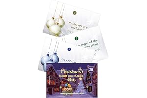 HANNAH'S GAMES Know Your Carols Christmas Games Fun - 20 Xmas Carols Credit-card Sized Trivia Christmas Quiz Cards In Cello Bag (no Boxes) - Christmas Eve Family Table Game - Secret Santa - Work Christmas Party Quiz