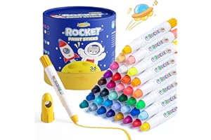 JUPITEARTH 36 Colors Rocket Tempera Paint Sticks with 120 PDF Coloring Pages, Quick Drying, Non-Toxic and Washable Paint Sticks for Kids and Students, Art Supplies for Drawing on Paper and Canvas